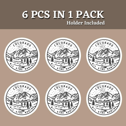 Onebttl Colorado Gifts for Men Women - Ceramic Coaster Set of 6 with Holder - Homesick Moving Away Housewarming Souvenir