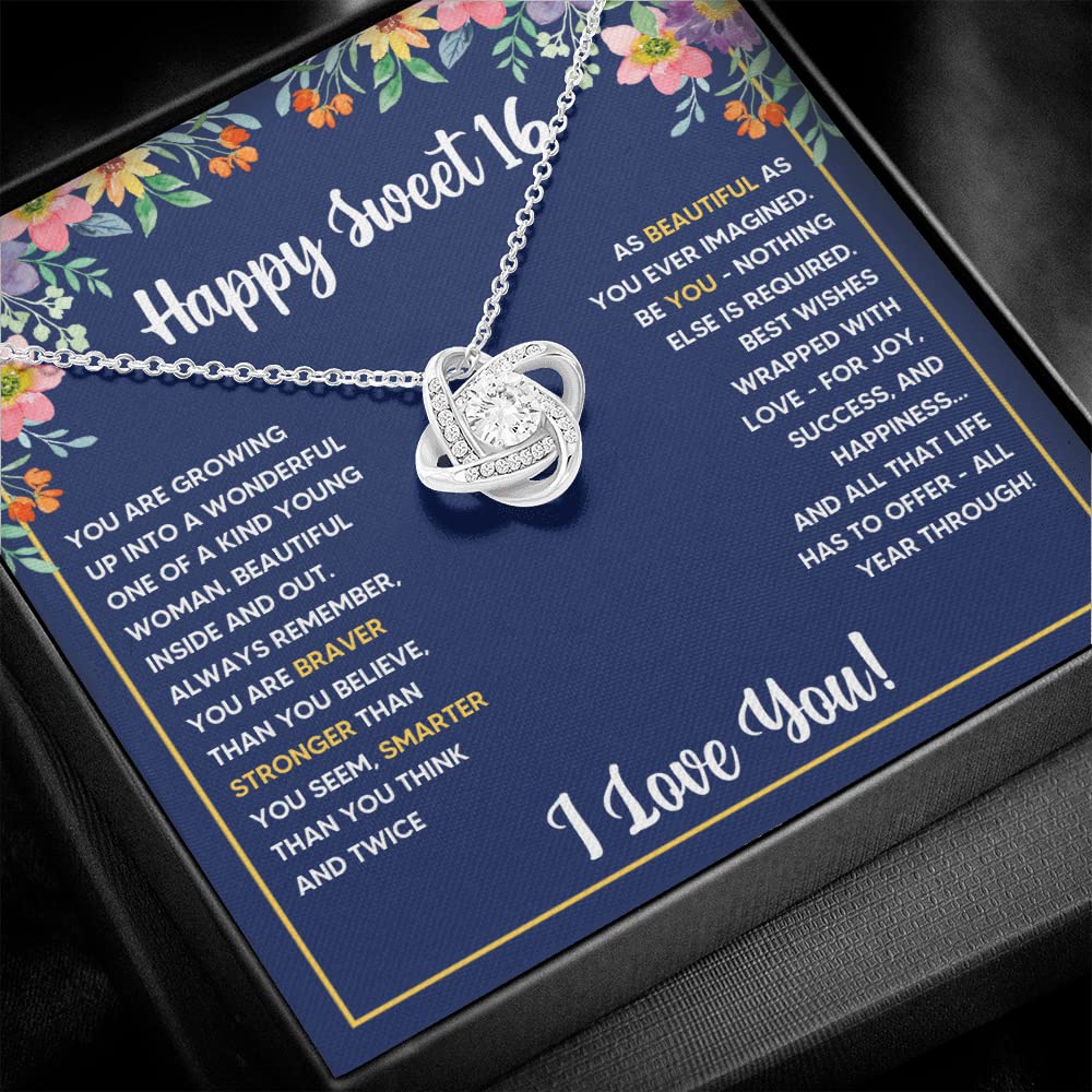 FG Family Gift Mall Sweet 16 Gifts For Girls, 16th Birthday Gifts For 16 Year Old Girl, Bday Card Gift Ideas Necklace with Message Card and Gift Box