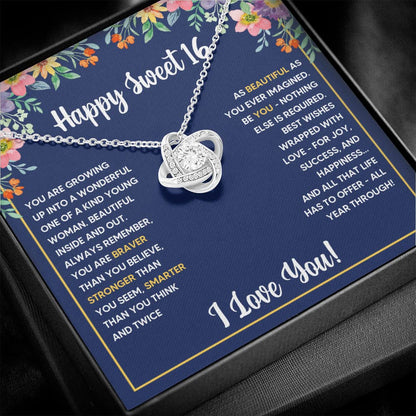 FG Family Gift Mall Sweet 16 Gifts For Girls, 16th Birthday Gifts For 16 Year Old Girl, Bday Card Gift Ideas Necklace with Message Card and Gift Box