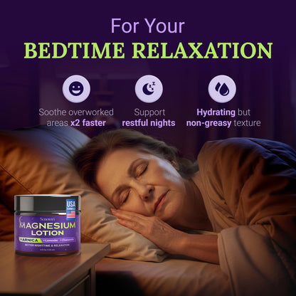 Nighttime Magnesium Lotion with Arnica & Lavender, Chamomile, Topical Magnesium Cream for Daily Body Massage, Thoughtful for Father’s Day Gifts - Relaxation Gifts for Women, Mom & Dad