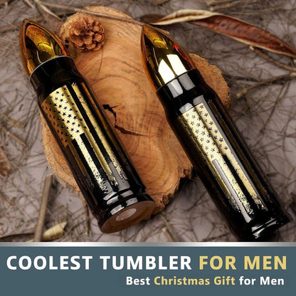 17oz Bullet Tumbler Stainless Steel Gifts for Men Dad Him Husband, Unique Shaped Thermos, Coffee Mug, Anniversary Birthday Dad Gifts for Men, Present Ideas for Fathers Day, Fishing Hunting Camping