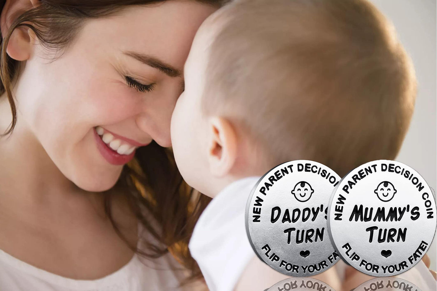 New Dad Mom Gifts Funny Decision Making Coin, New Parent Mummy Daddy Pregnancy Women First Time to be Moms Dads Mother's Day Father's Day Gifts Double Sided