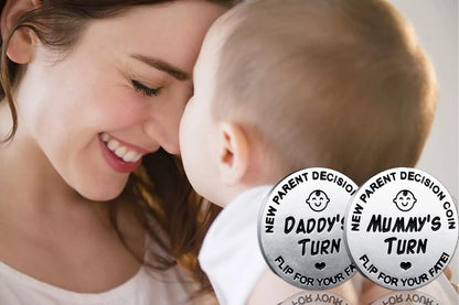 New Dad Mom Gifts Funny Decision Making Coin, New Parent Mummy Daddy Pregnancy Women First Time to be Moms Dads Mother's Day Father's Day Gifts Double Sided