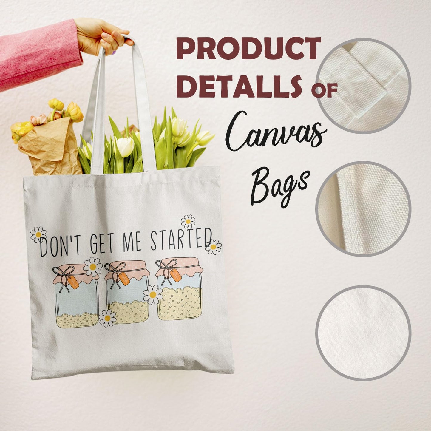 Sourdough Baking Tote Bag, Funny Bread Baker Gifts Canvas Tote Bags, Reusable Grocery Shopping Bag