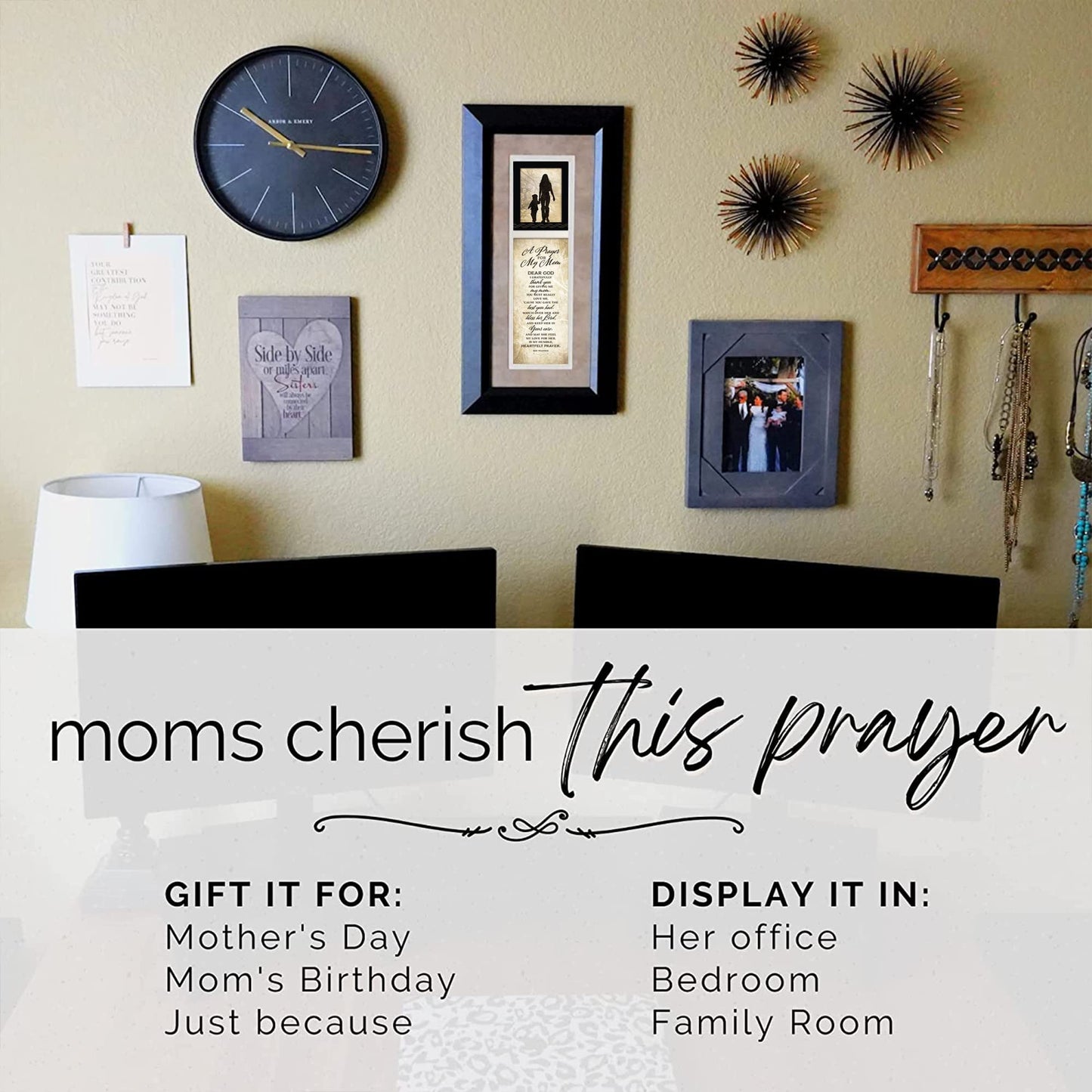 A Prayer for My Mom Traditional Wood Wall Plaque 8"x16" | Made in USA | Inspirational Christian Home Décor with Sentimental Verse for Mother | Faith-Based Decorative Sign for Living Room, Bedroom, Hallway