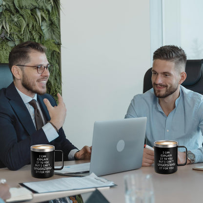 Qtencas Engineer Gifts, I Can Explain It to You But I Can't Understand It for You Stainless Steel Coffee Mug, Christmas Birthday Gifts for Engineers Men Coworker Boss Office Computer Geek(12OZ, Black)