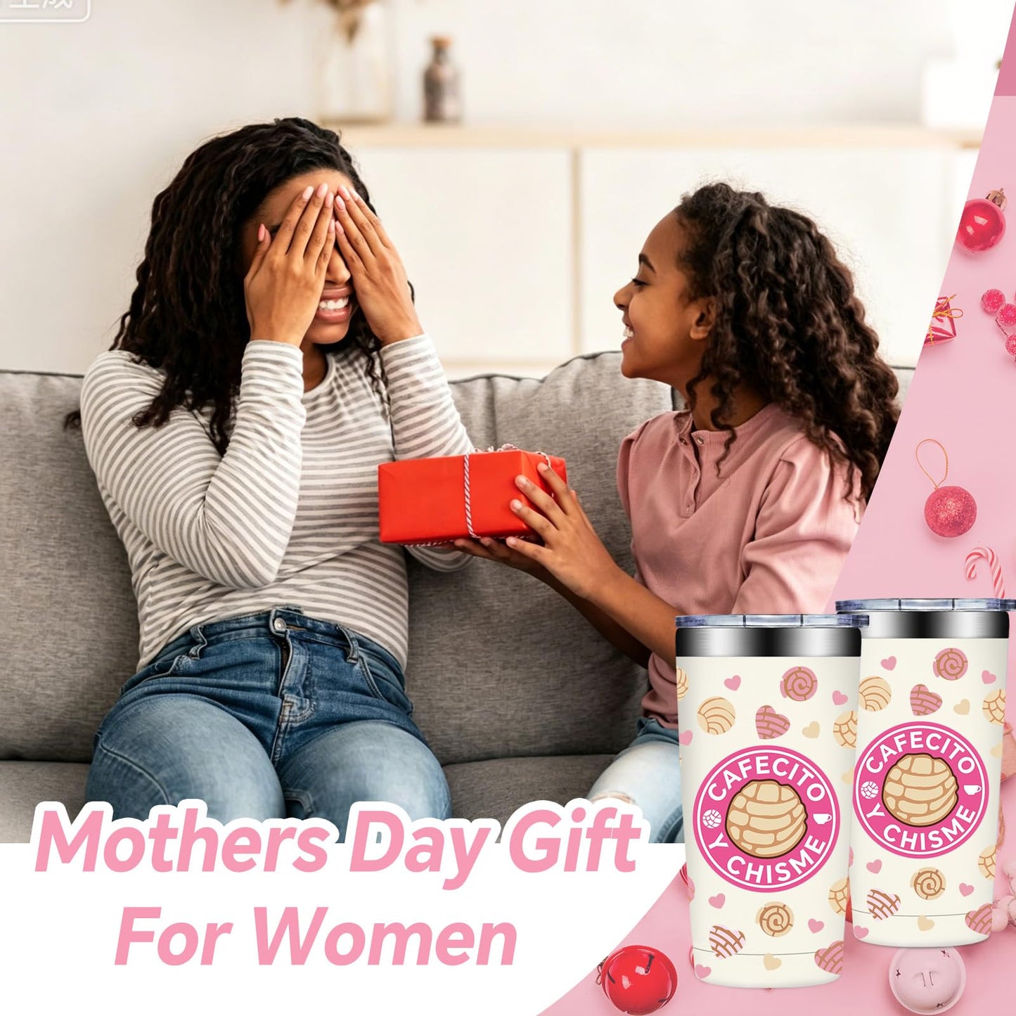 Fufandi Mother Day Gift for Women, Cafecito Y Chisme Coffee Mug, Mexican Gifts for Mom Wife Aunt Daughter Coworker Friends - Tumbler Cup 20oz