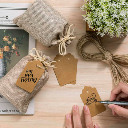 flowsac 25PCS Burlap Gift Bags With Drawstring, 4x6 Small Party Favor Gift Bags, Burlap Linen Sacks Bags for Christmas, Party, Jewelry Pouches, Festival, Birthday, DIY Craft