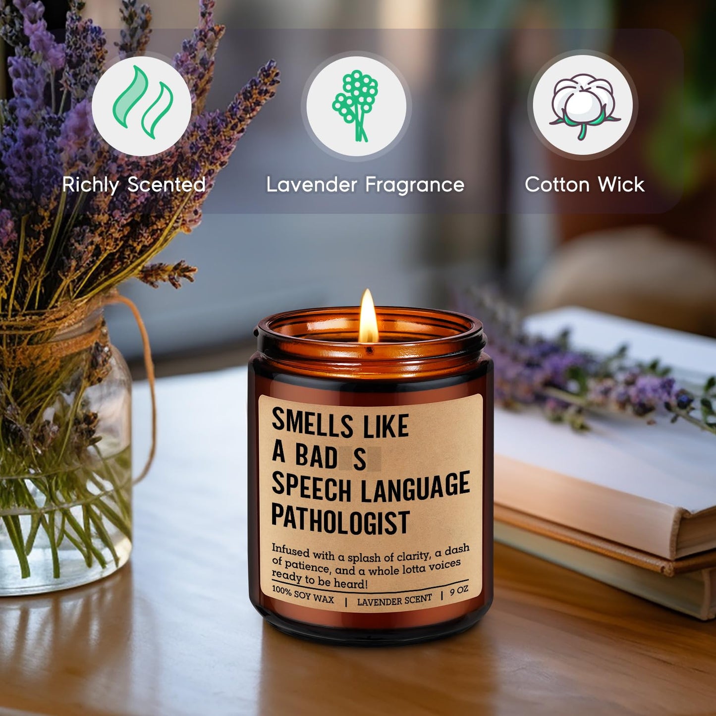 GSPY Candle, Speech Language Pathologist Gifts, SLP Gifts - Therapy Appreciation Present for Speech Therapist, Pathologist, Teacher - Mothers Day, Birthday, Graduation Ideas for SLP Student, Women