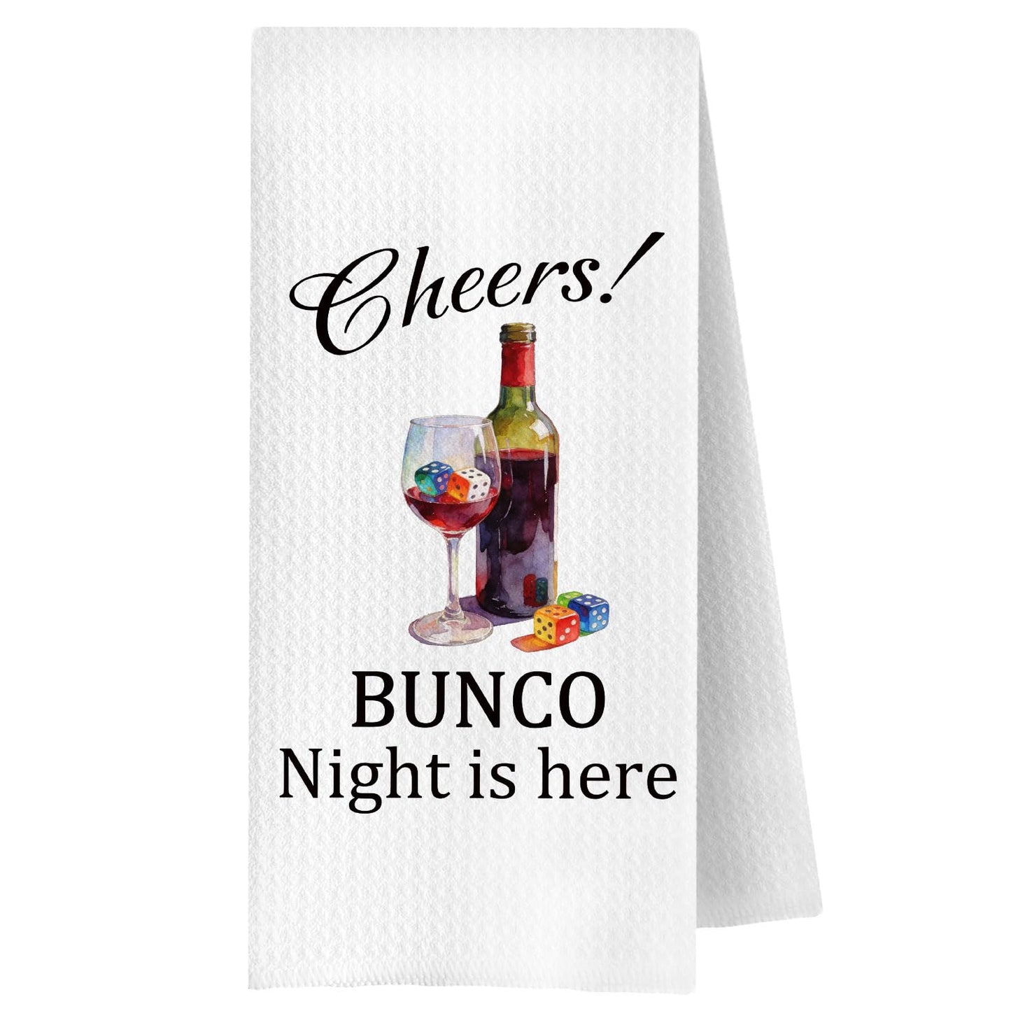 Funny Bunco Night Wine Kitchen Towels Decorative, Gifts for Wine Lovers Drinkers, Bunco Gifts Dish Hand Tea Towels for Kitchen Bar Cart Club, 16x24 Inch