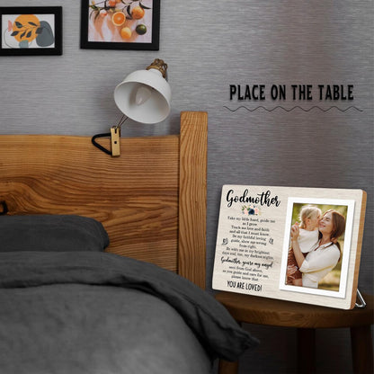 Godmother Gift Picture Frame, Godparents Appreciation Present, Baptism or Birthday Gift for Godmother, Mother’s Day Wooden Photo Frame-You Are Loved