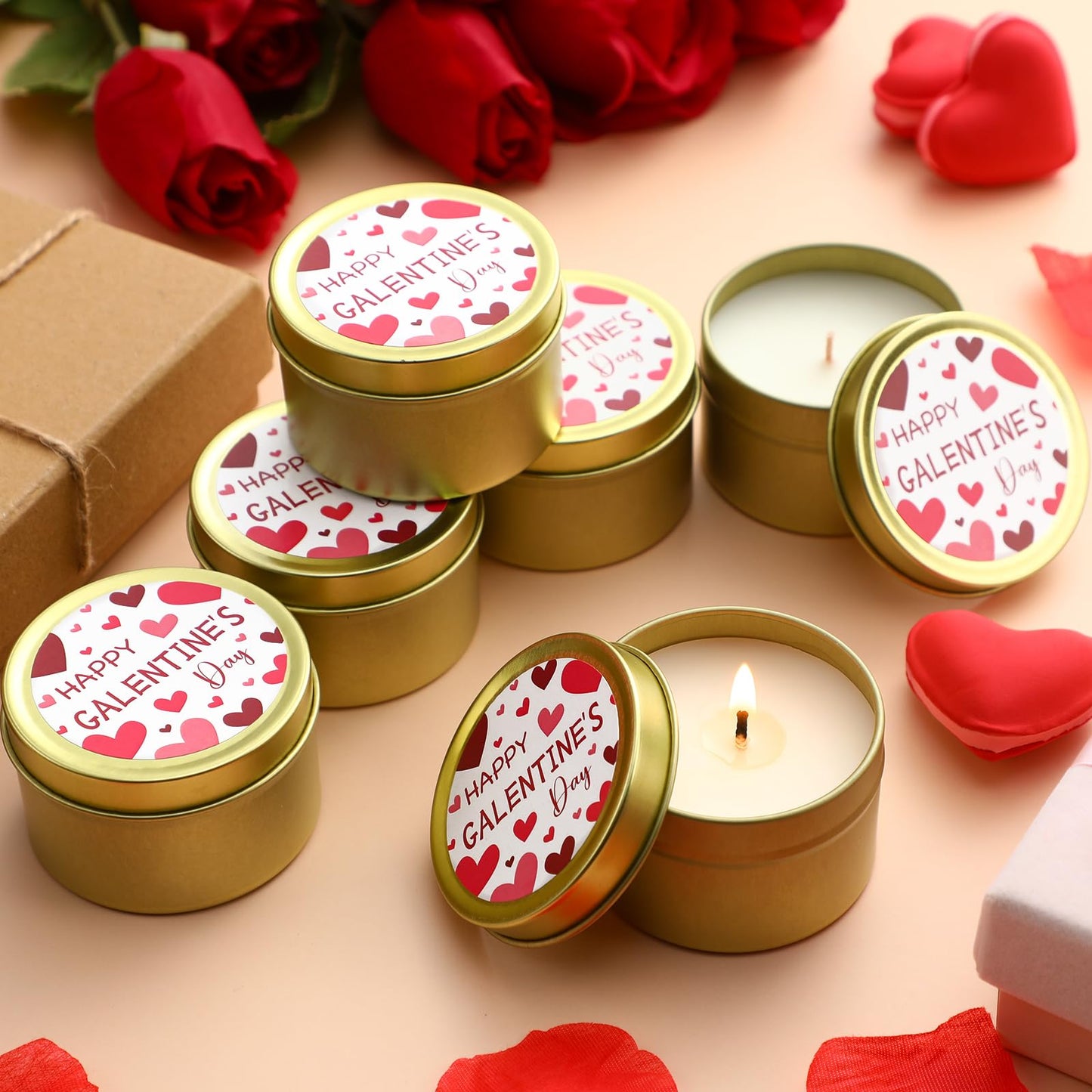 Lounsweer 6 Pcs Happy Galentine's Day Theme Candles Gift for Women Best Friend Valentines Day Burning Aromatherapy Candles Romantic Gifts for Girlfriend Wife Friendship Sisters Party Favors