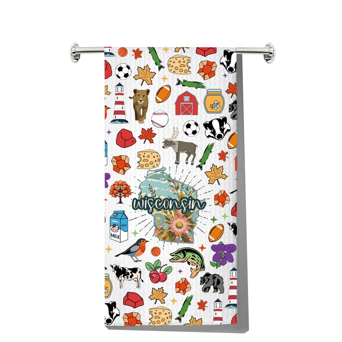 JNIAP Wisconsin Kitchen Towel Wisconsin Souvenirs and Gifts State of Wisconsin Gifts Wisconsin Dish Towel (Wisconsin kt)