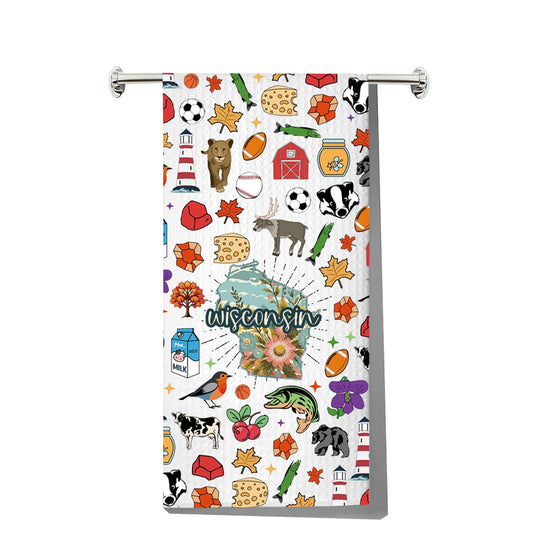 JNIAP Wisconsin Kitchen Towel Wisconsin Souvenirs and Gifts State of Wisconsin Gifts Wisconsin Dish Towel (Wisconsin kt)