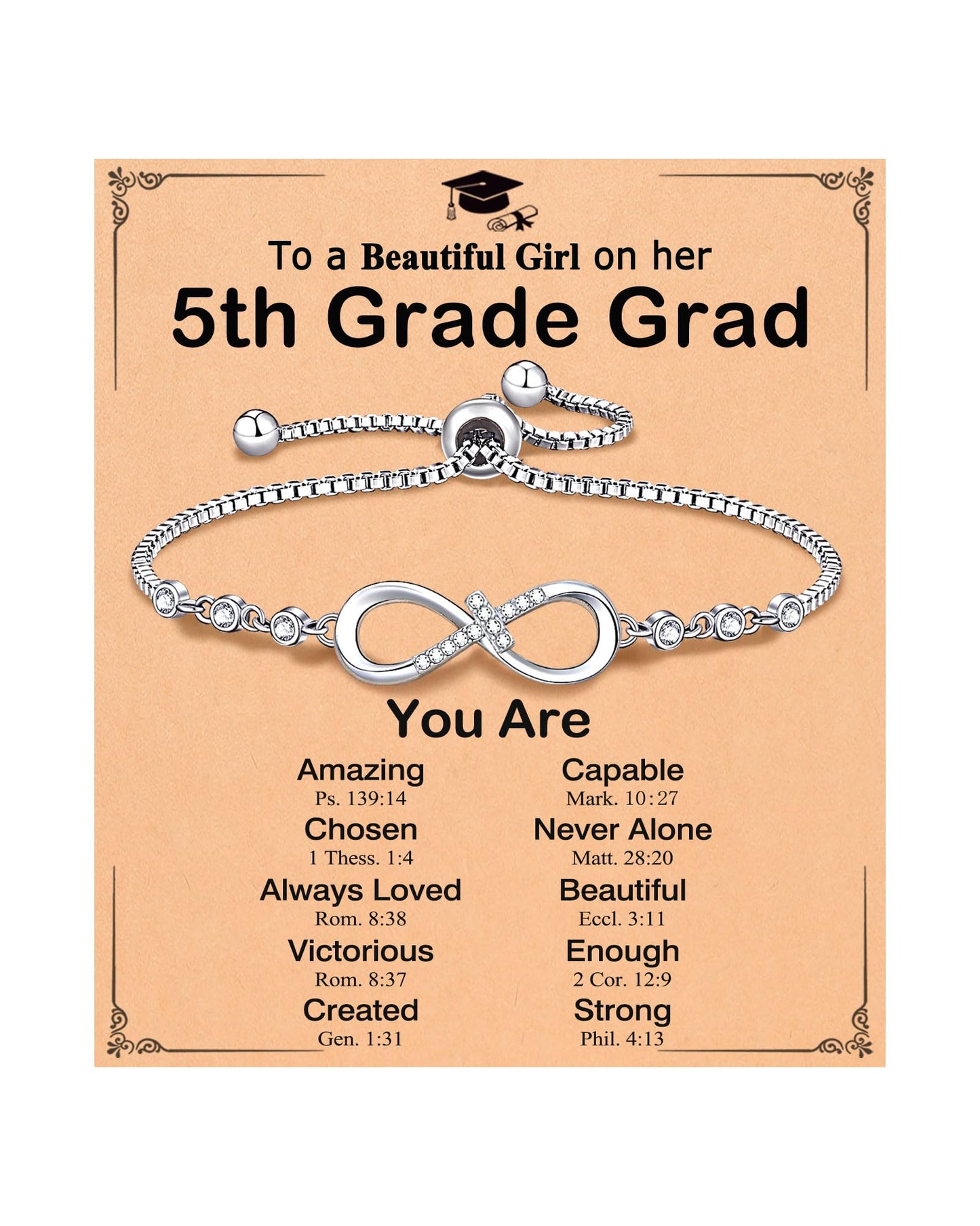 UNGENT THEM Infinity Love CZ Cross Bracelet-5th 8th Christian Graduation Gifts for Girls Her