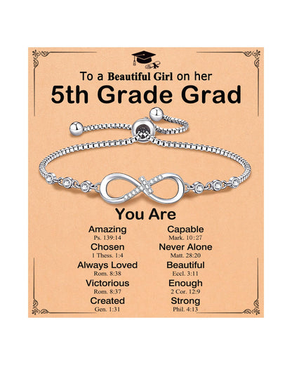 UNGENT THEM Infinity Love CZ Cross Bracelet-5th 8th Christian Graduation Gifts for Girls Her