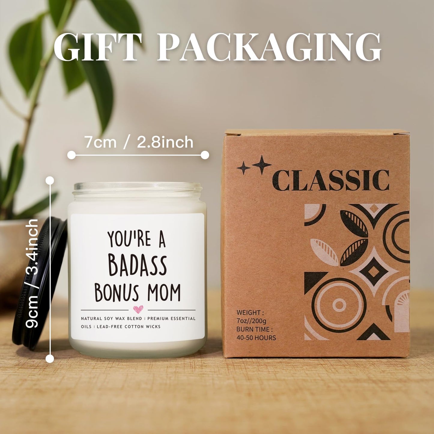 Bonus Mom Gifts from Daughter Son, Mothers Day Gifts for Stepmother, Badass Jar Candle Gift for Stepmom, Birthday Thanksgiving Day Christmas Gift for Stepmom, Adopted Moms, Second Moms