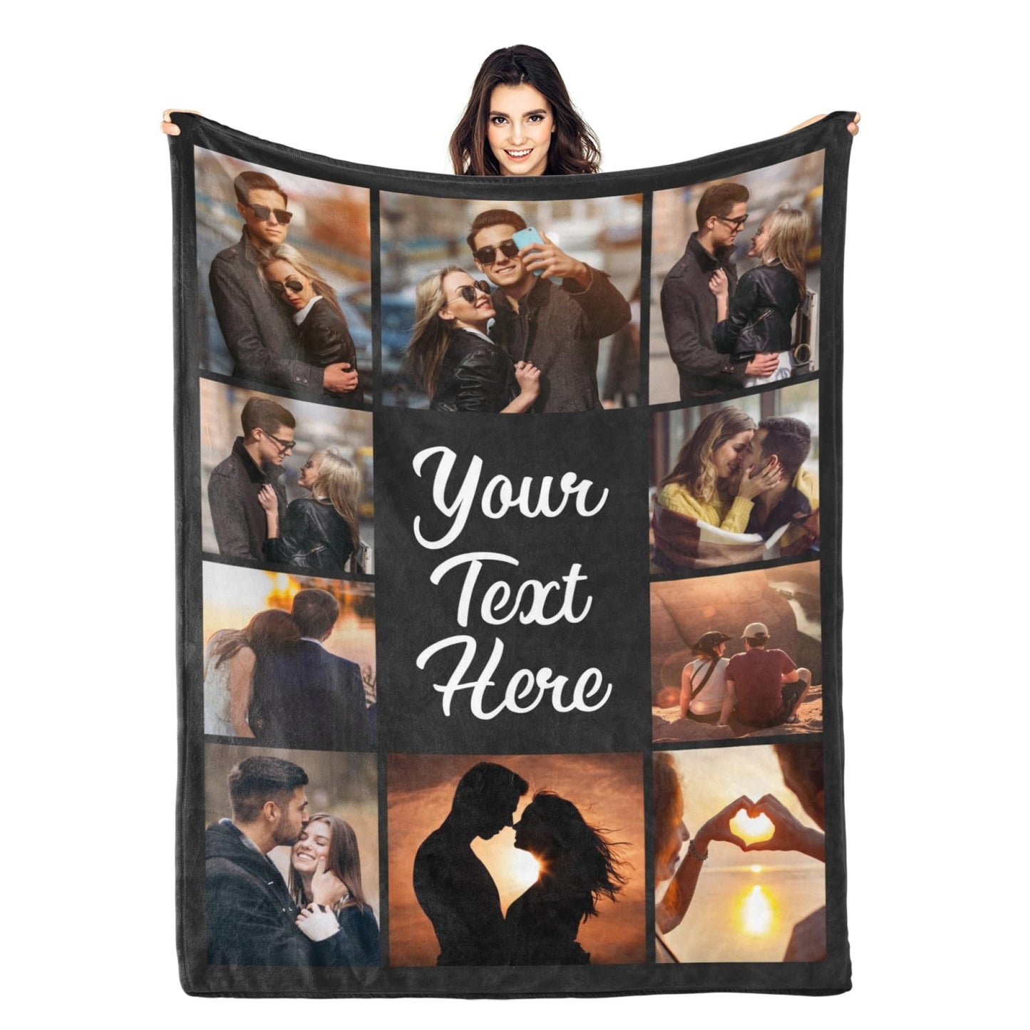 Printwoo Custom Blanket with Picture Text Customized Throw Personalized, Customizable, Photo Blankets Customize Gifts for Mom, Dad, Couple, Girlfriend, Boyfriend, Wife, Husband, D10 Photos-1