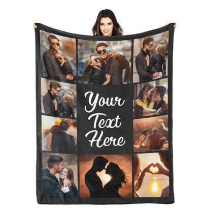 Printwoo Custom Blanket with Picture Text Customized Throw Personalized, Customizable, Photo Blankets Customize Gifts for Mom, Dad, Couple, Girlfriend, Boyfriend, Wife, Husband, D10 Photos-1