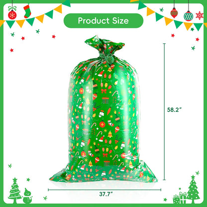ysmile Christmas Extra Large Gift Bag Jumbo Plastic Oversized Xmas Big 60 Inch Gaint Bag - Green