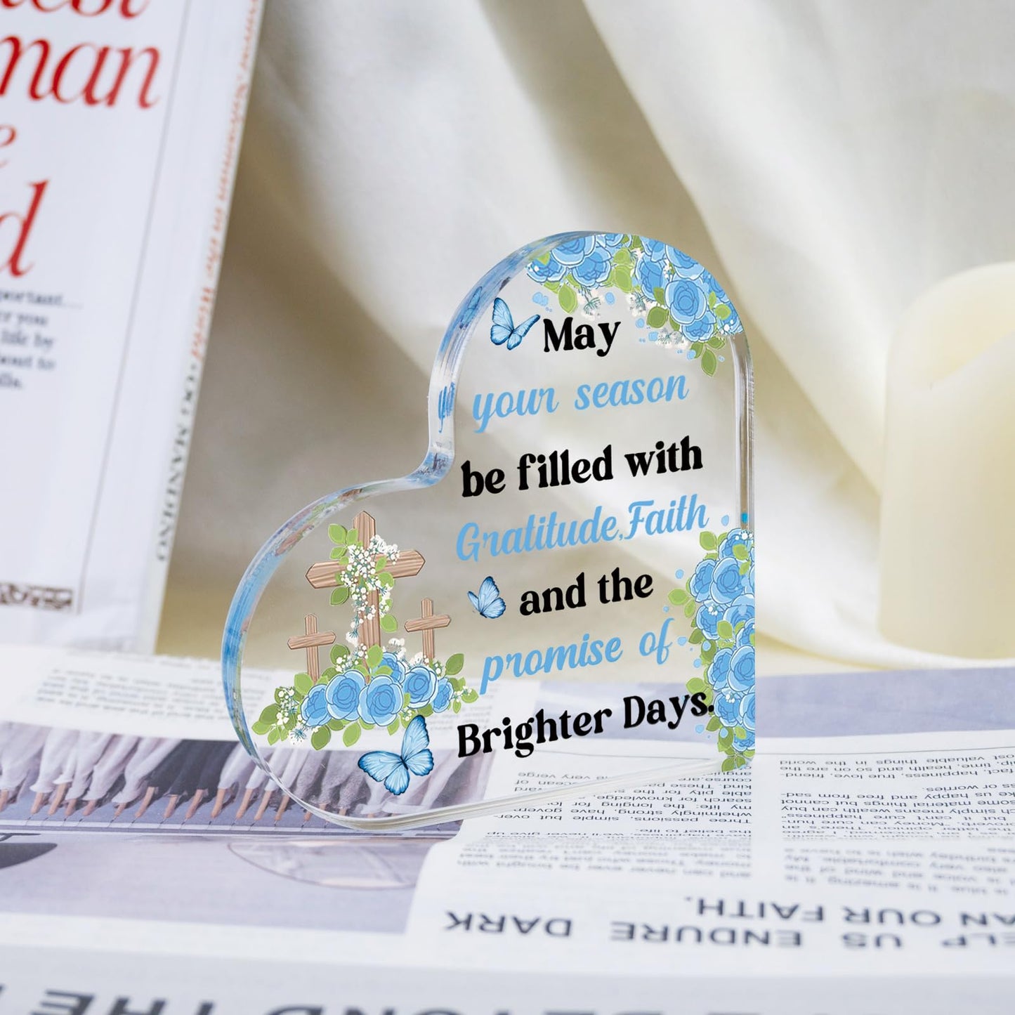 Christian Gifts for Women Acrylic Heart Keepsake with Uplifting Message Easter or Baptism Gift for Christian Women, Religious Gift for Faith and Hope Unique Keepsake for Friends or Family