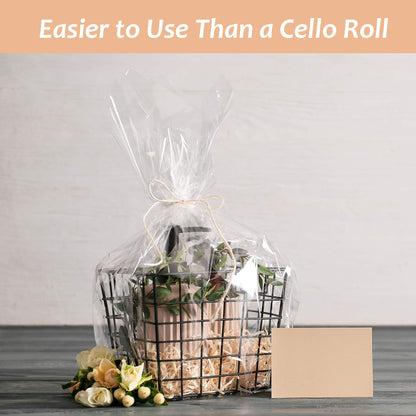 Morepack Extra Large Cellophane Bags,35x47 Inch Big Clear Basket Bags 10 Pcs Jumbo Cellophane/Cello Wrap for Gift Baskets