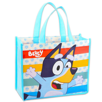 Bluey Tote Bag Set - Accessories Bundle with 3 Bluey Reusable Grocery Bags with Stickers, More | Tote Bag Set