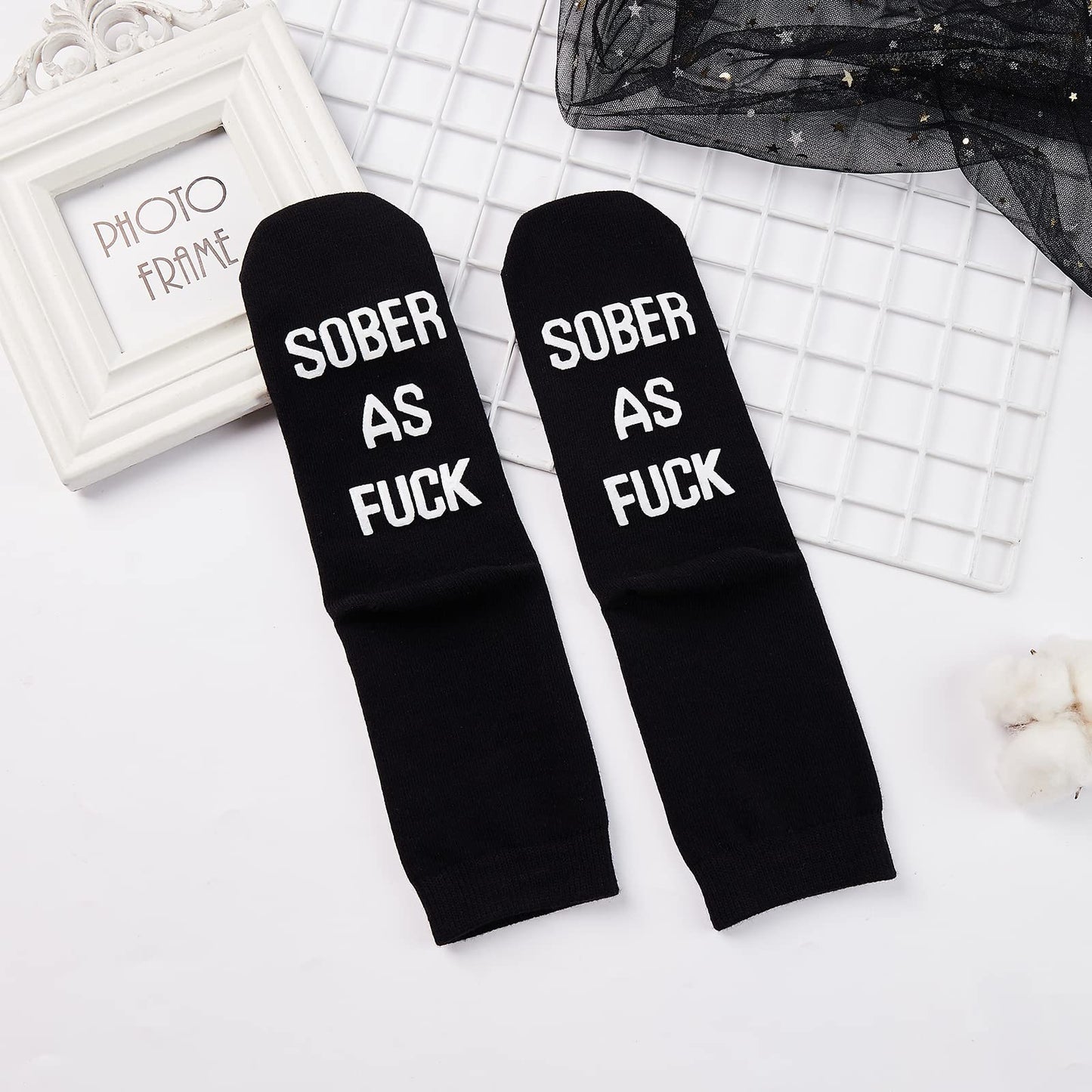 Sobriety Gift Recovery Socks Sober As Fuck Encouragement Gift,Vintage Sober As Fuck Clean Serene Steps To Recovery Socks