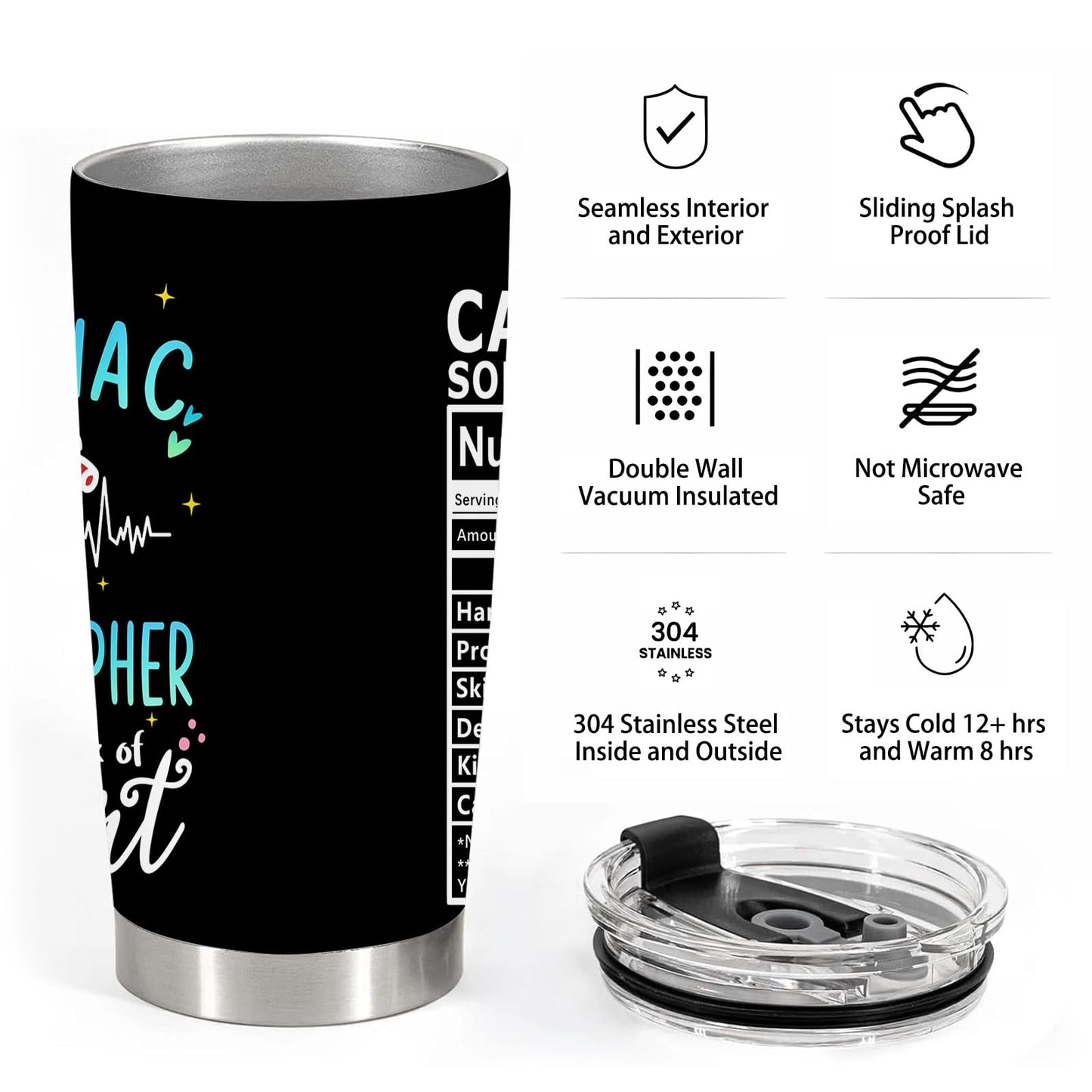 Cardiac Sonographer Gifts, Ultrasound Tech Student Gifts, 20oz Stainless Steel Tumbler with Lid Straw
