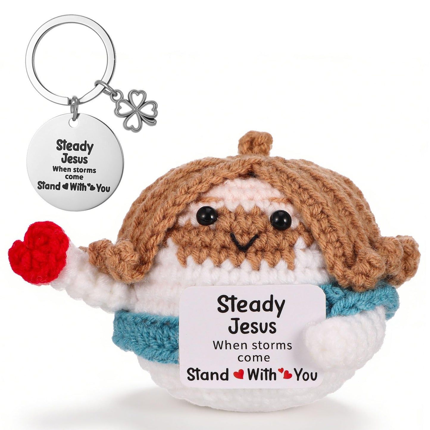 Positive Crochet Jesus Plush Doll Mini Jesus Figure Christian Gifts Emotional Inspirational Support Crochet Religious Spiritual Faith Bible Inspirational Gifts