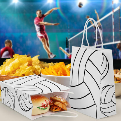 Hxezoc 12 Pieces Volleyball Gift Bags with Handle, Paper Treat Candy Bag Sport Favor Bags for Volleyball Theme Birthday Party Decoration Supplies
