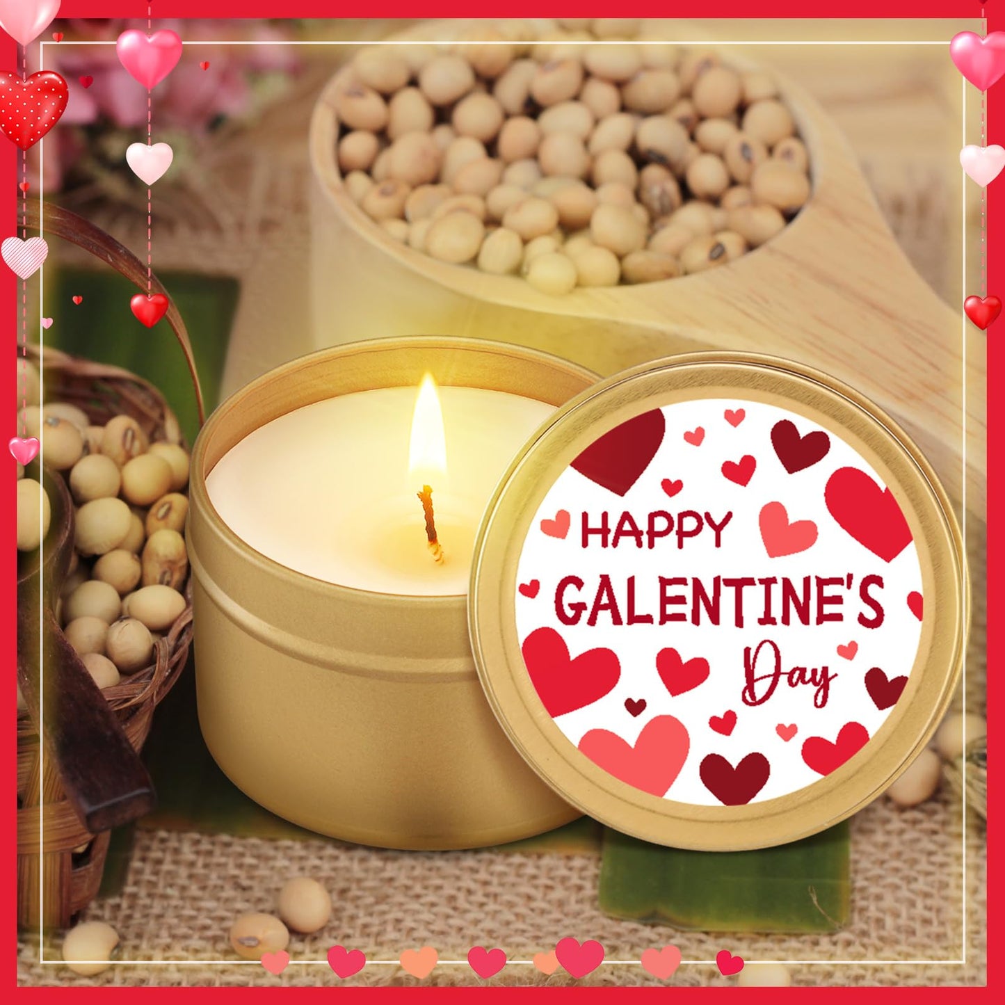 Lounsweer 6 Pcs Happy Galentine's Day Theme Candles Gift for Women Best Friend Valentines Day Burning Aromatherapy Candles Romantic Gifts for Girlfriend Wife Friendship Sisters Party Favors