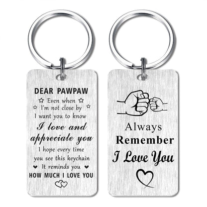 Jzxwan I Love You Pawpaw Gifts, Appreciate Pawpaw Birthday Keychain, Best Key Chain Present from Grandkids