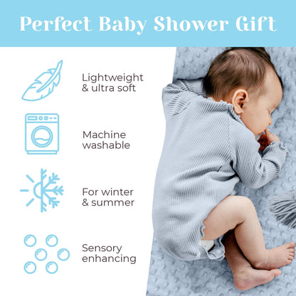 berry bebe Personalized Baby Blanket for Boys, Fast USA Shipping, Custom Baby Blankets, Personalized Gifts with Name, Plush and Cozy Blue Minky Dot, Gifts for Newborn, Newborn Essentials