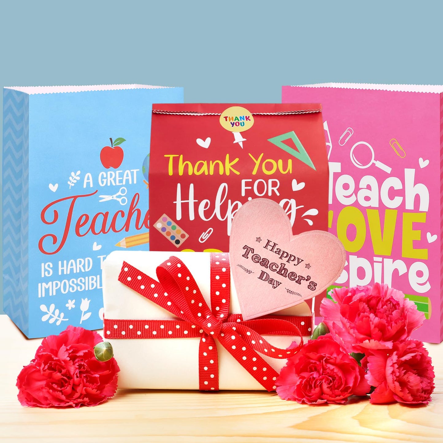 Fancy Land Teacher Appreciation Gift Bags 18 Pcs Thank You Teachers Paper Bags Party Favor Bright Color