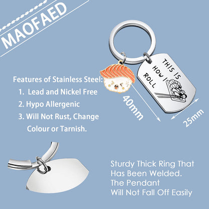 MAOFAED Sushi Gift Sushi Jewelry Sushi Lover Keychain This How I Roll Keychain Sushi Chef Gift i roll sushi