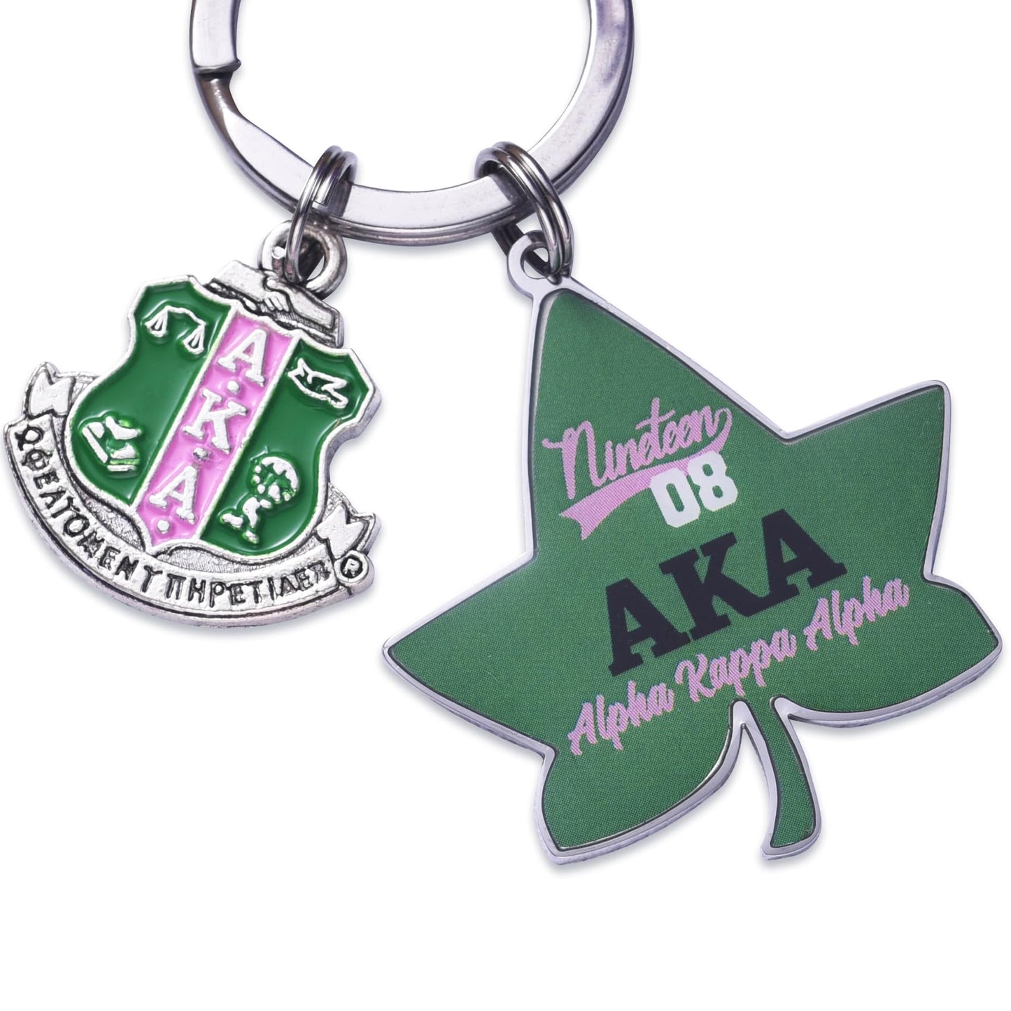 LParkin 1908 Aka Sorority Keychain Ivy Leaf Keyrings Aka Sorority Gifts for Women Girls Sorority Paraphernalia Gifts