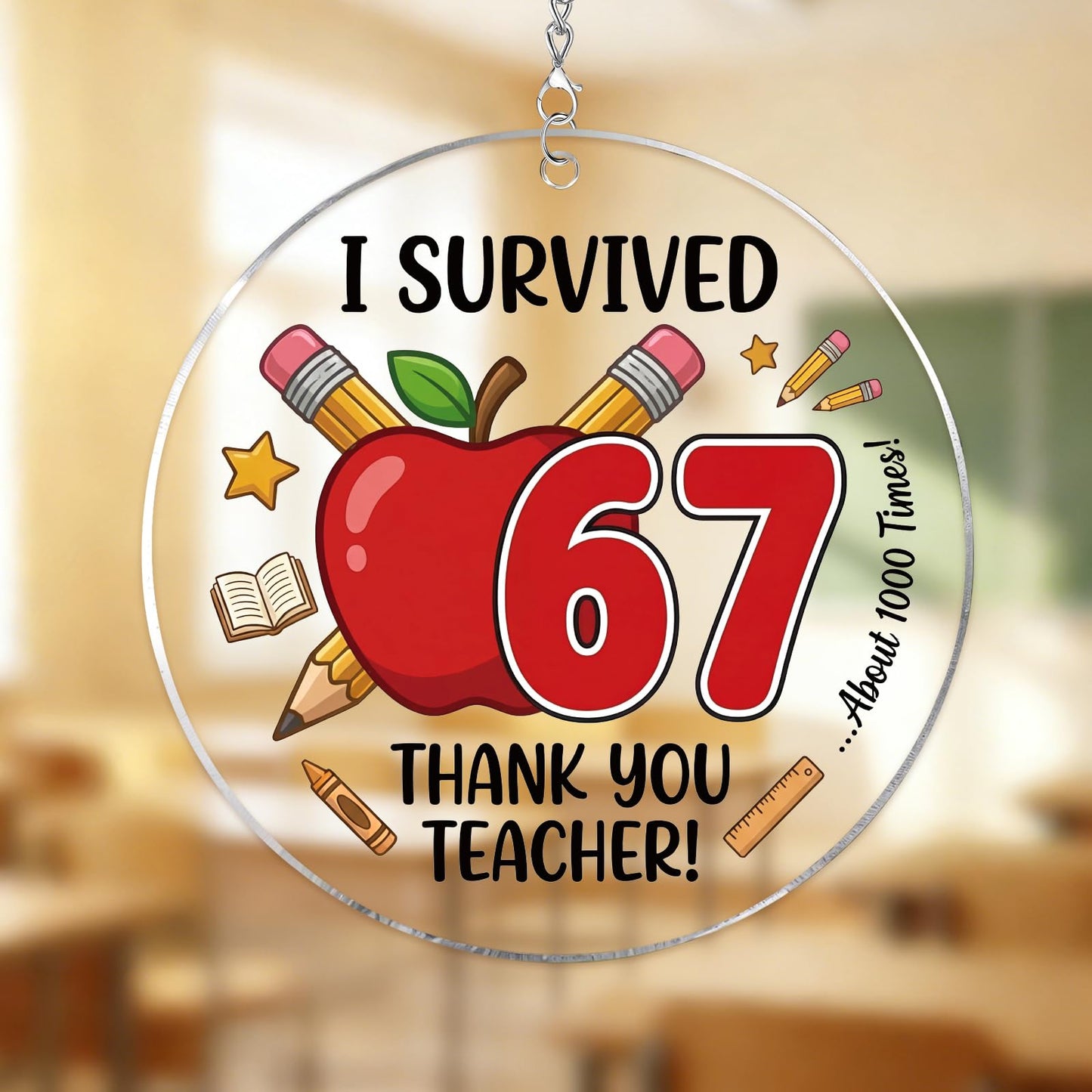 SICOHOME Funny Teacher Appreciation Gifts - Middle School Trendy 67 Meme Thank You Teacher Gifts for Women Men End of Year from Students Gen Z Teens 5th 8th Grade Graduation Ornament Decor