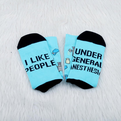 PXTIDY 2 Pairs Anesthesia Socks Anesthesiologist Gift Anesthesia Tech Gift Anesthesia Tech Week Gift Nurse Anesthesia Gifts