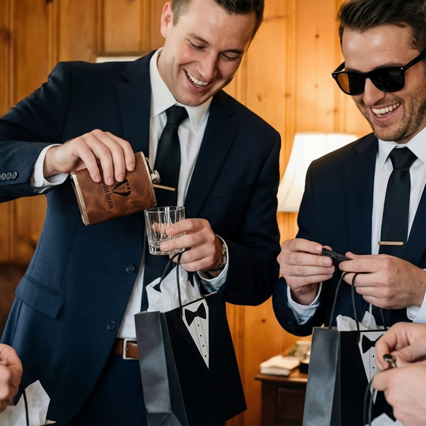 80 Pcs Groomsmen Gifts Set of 8,Groomsmen Proposal Box Gifts with Flasks Shot Glasses Socks Cuff Collar Clip Sunglasses Bottle Opener for Wedding Grooms Men Best Man Bachelor Party Favors