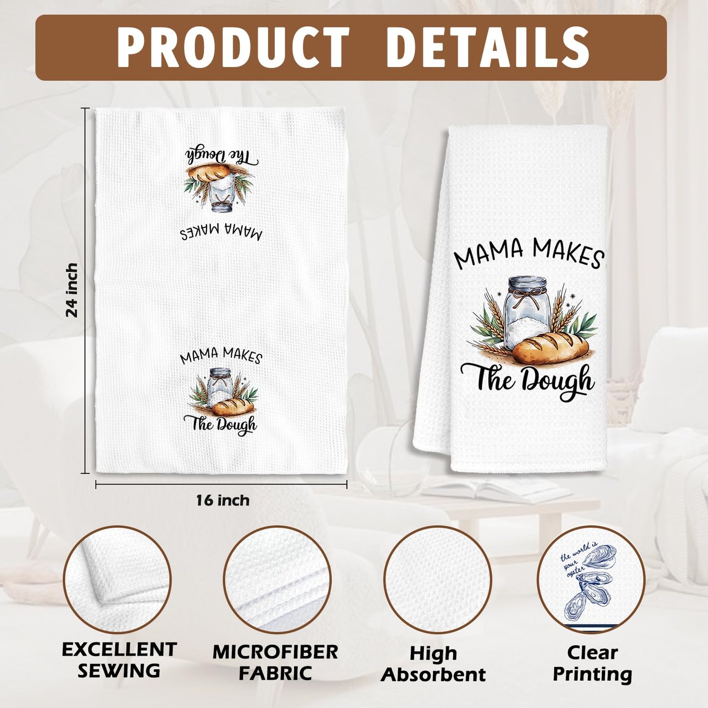 Funny Sourdough Bread Kitchen Towels,Baking Bakers Gifts for Women Hand Towel,Mom Gifts from Son Daughter,Mama Gift Dish Tea Towels for Kitchen,Gift for People Who Love Baking 16x24 Inch