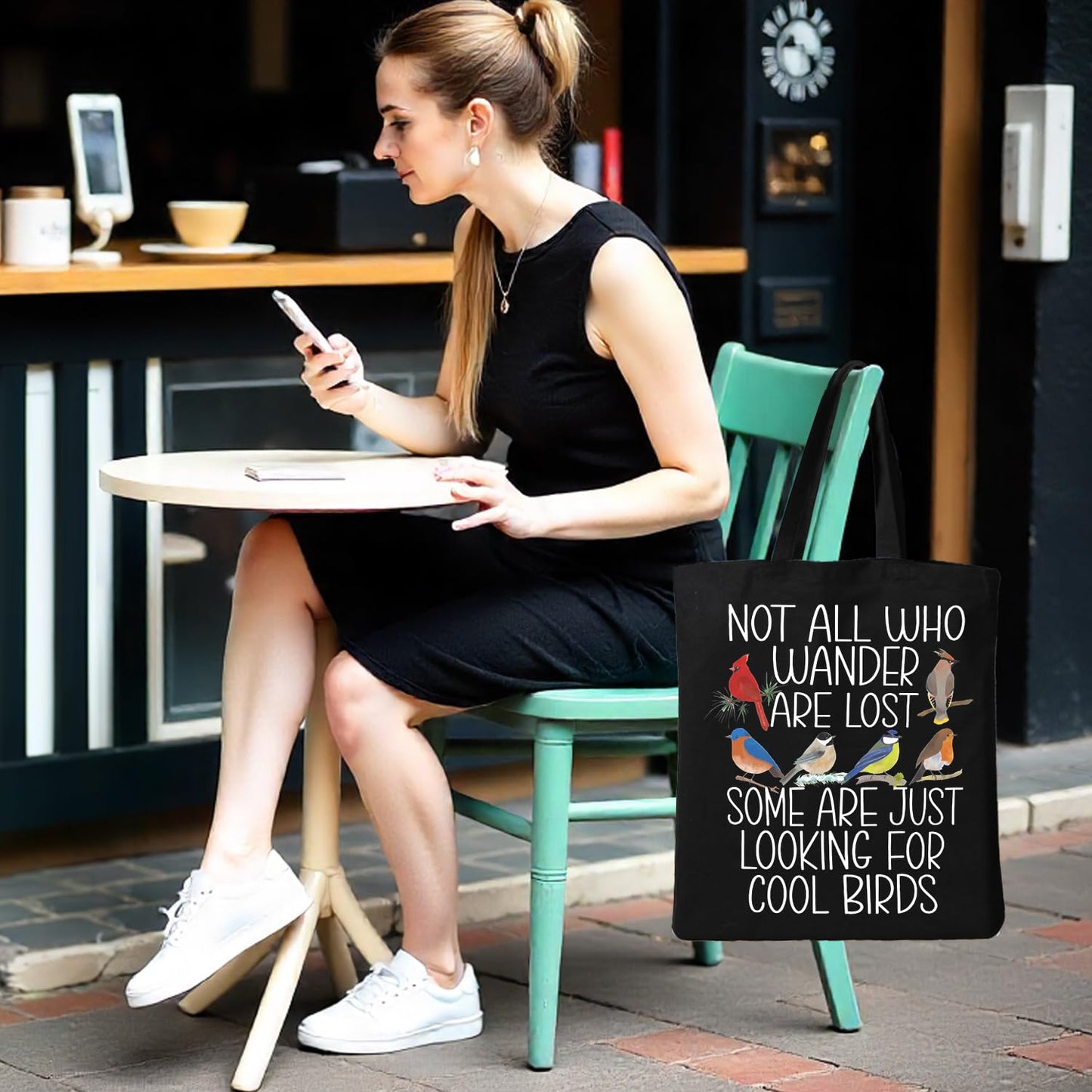 Chicimln Bird Lover Watcher Gifts For Women Canvas Tote Bags,Easily Distracted by Birds Reusable Grocery Shopping Bags
