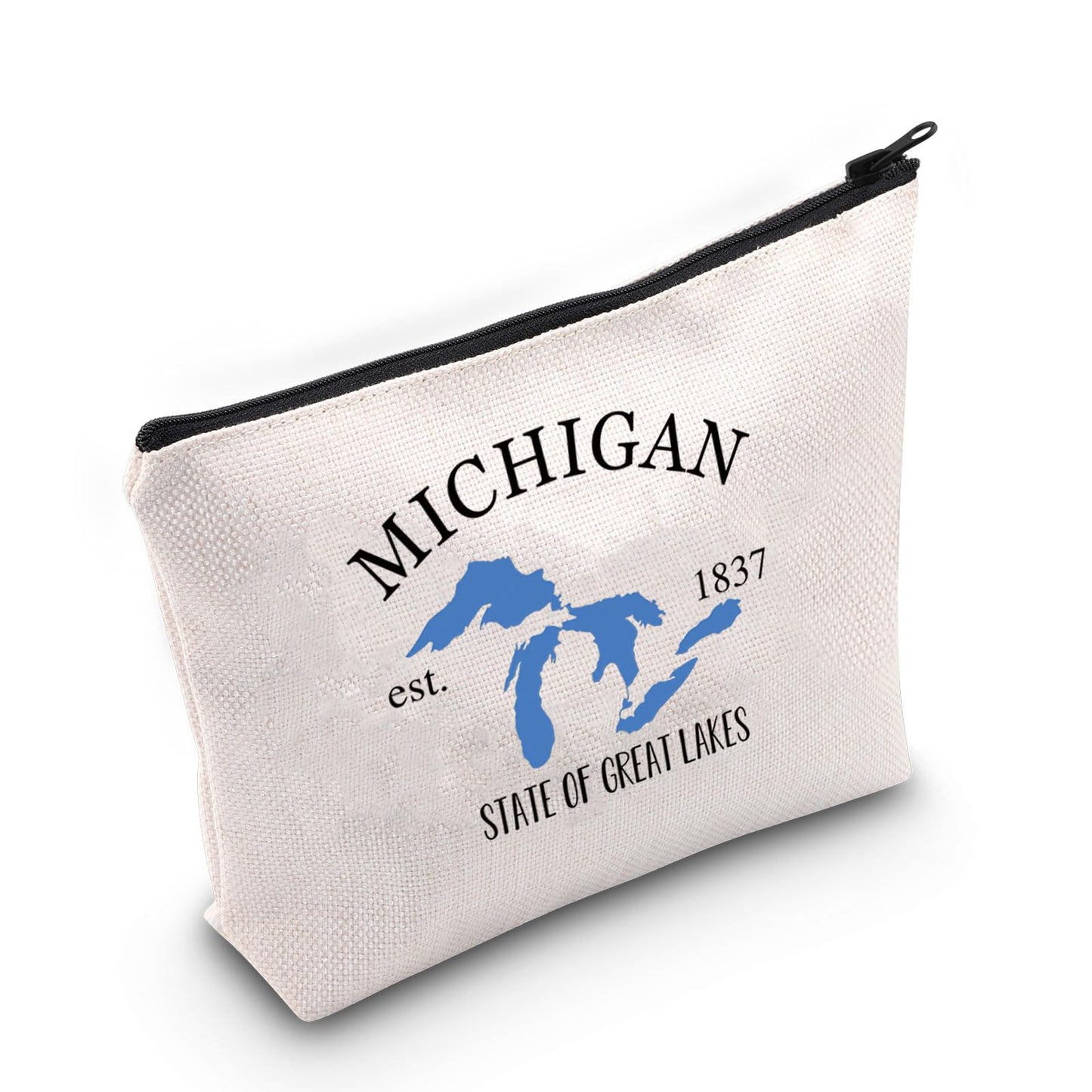 ZJXHPO Michigan State Themed Cosmetic Bag - Waterproof Polyester Makeup Travel Gift Bag - Michigan 1837
