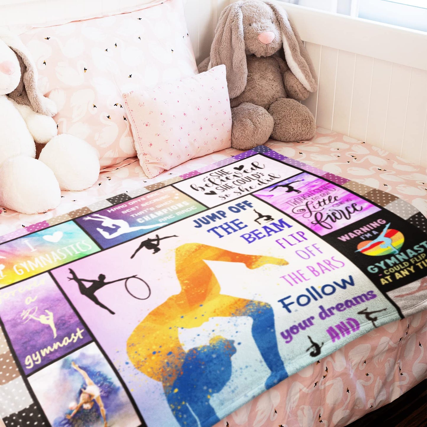 Gymnastics Gifts Blanket 50"x40", Gymnastic Gift for Girls, Gym Room Decor, Gym Party Present Decorations, Birthday Christmas Party Gift Ideas for Teens Kids Daughter Granddaughter