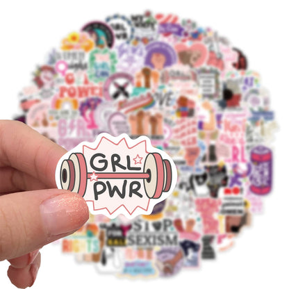 100Pcs Inspirational Feminist Stickers Pack,Girl Power Rights Feminism Colorful Vinyl Sticker,Laptop Water Bottle Phone Skateboard Stickers Decals for Women Ladies Girls