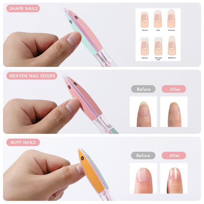 6 Sided Nail File and Nail Buffers, Multi-Functional Nail File for Shaping and Polishing, Gifts for Women, Stocking Stuffers, Nail Care Tool, All-in-One Shaping & Buffing