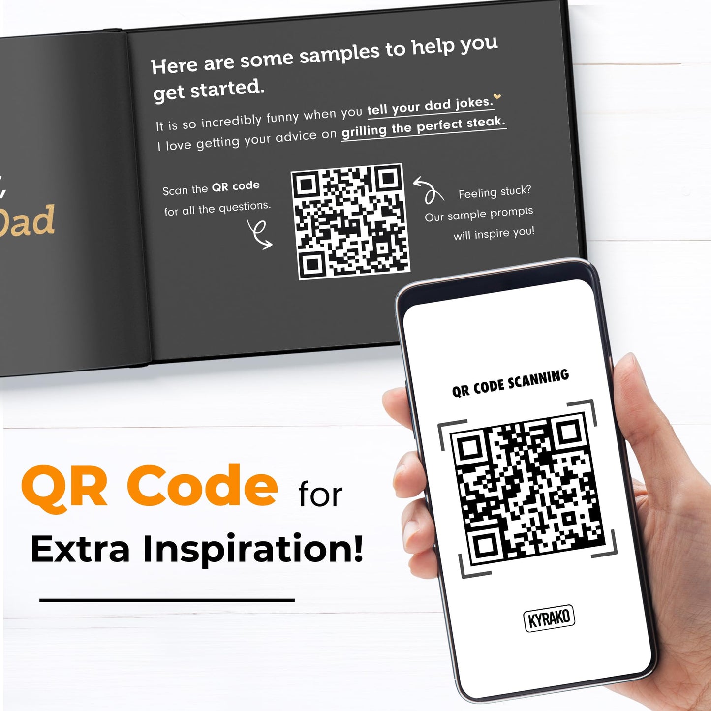 KYRAKO Fathers Day Gift for Dad from Daughter, Son, Kids - What I Love about Dad Book, Fill-in-the-Blank Book for Dad: Fun Prompt Notebook to Share Memories, Thoughtful Birthday Present & Keepsake