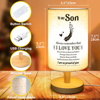 SOUHONEY Gifts for Son for Fathers Day from Mom Dad- Fabric Wooden Desk Lamp for Bedroom Living Room for Son Adult Graduation Season Gifts, Birthday Gifts, Back to School Gifts