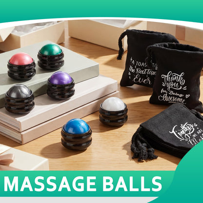 6 Pcs Employee Appreciation Massage Gifts Nurses Teacher Week Gifts Massage Roller Ball Drawstring Cotton Bag Handheld Therapy Relax Tool Sore Muscles Joint Pain Relief Relaxing Full Body