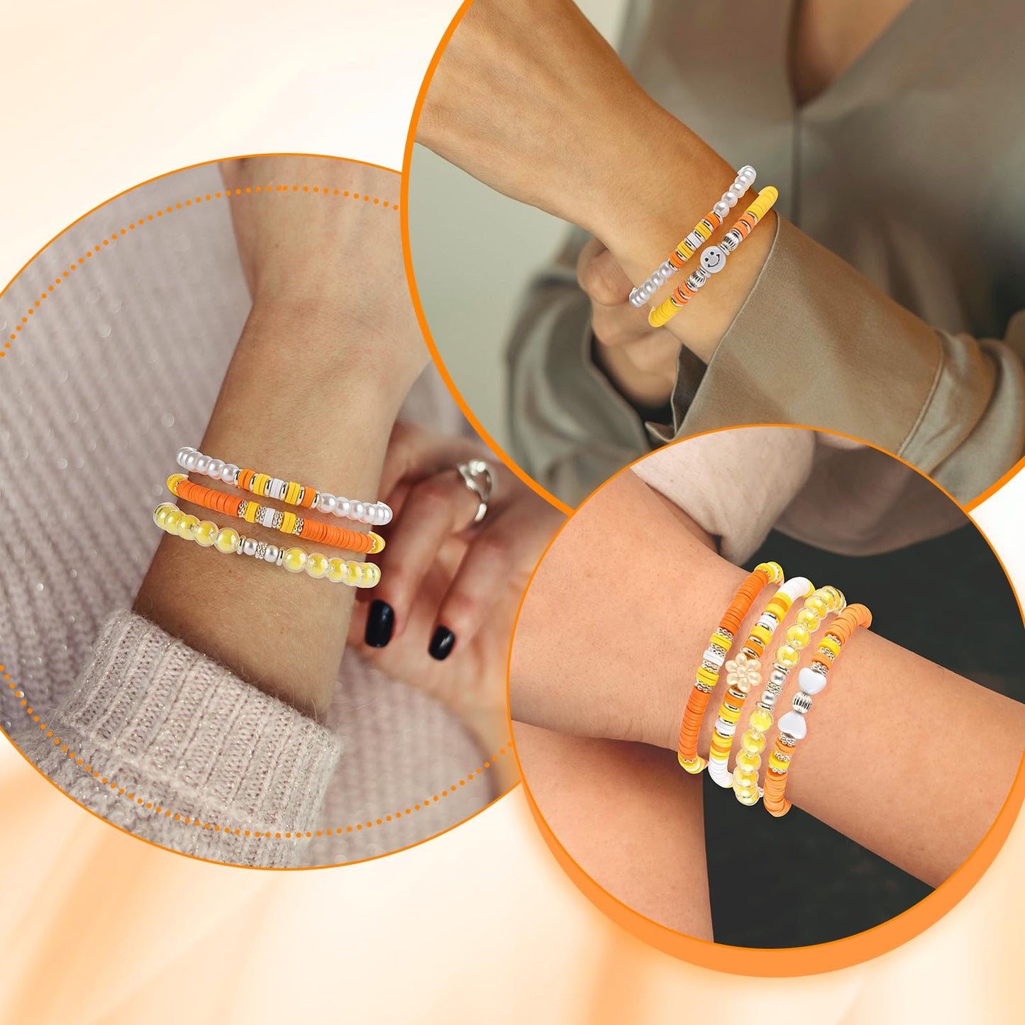 Besydec Jewelry,Heishi Surfer Bracelet Set,Preppy Stuff,Charm Beaded Bracelets,Aesthetic Gifts for Women